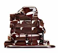 巧克力甜蜜的食物甜点堆栈糖浆糖果泄漏液体美味的成分融化一流的