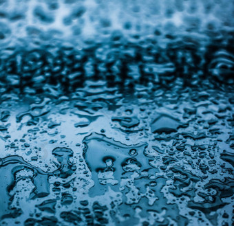 水纹理摘要背景阿卡滴蓝色的玻璃科学宏元素多雨的天气自然表面艺术背景环境品牌设计