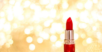 红色的口红金圣诞节年情人节一天假期闪闪发光的背景化妆化妆品产品奢侈品美品牌