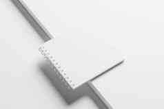广场螺旋笔记本呈现白色空白模型