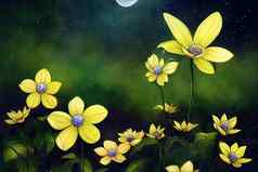 黄色的会花幻想神奇的花园被施了魔法仙女演讲梦幻森林童话快乐神秘的午夜