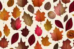 秋天色彩斑斓的无缝的模式橡子橡木叶子