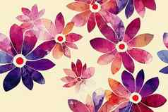 数字印刷纺织模式壁纸色彩斑斓的花水彩