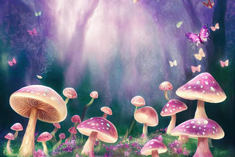 幻想蘑菇蝴蝶神奇的被施了魔法仙女演讲