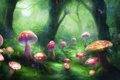 幻想神奇的蘑菇快乐被施了魔法仙女演讲梦幻