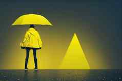 多雨的秋天伞橡胶靴子黄色的颜色