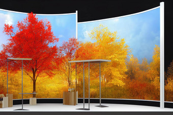 自然美讲台上背景产品显示秋天