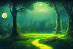 幻想神奇的被施了魔法仙女演讲景观森林