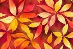 美丽的无缝的秋天模式水彩色彩斑斓的枫木叶子