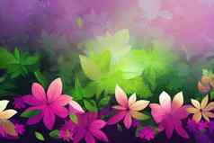 绿色神秘森林背景魔法紫色的模糊花