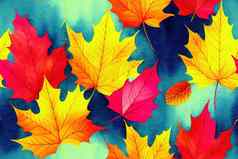 水彩模式秋天植物秋天叶子叶秋天