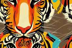 插图集动物无缝的打印老虎