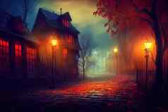 可怕的鬼小巷神秘的晚上秋天小