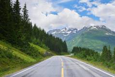 路山高速公路农村环境自由旅行夏天雪阿拉斯加街冒险景观平静车道路径自然运输假期