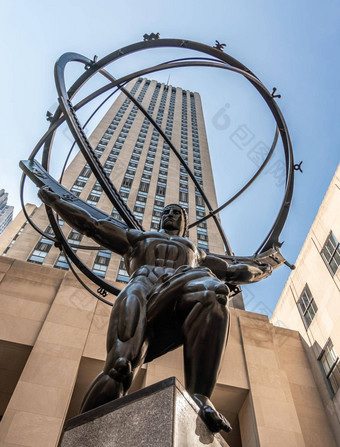 雕塑阿特拉斯体系结构洛克菲勒中心曼哈顿纽约