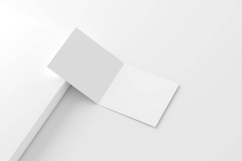广场折叠邀请卡信封白色空白呈现模型