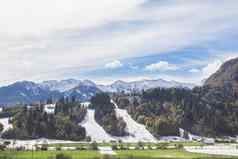 高山山范围滑雪山坡上特里格拉夫国家公园斯洛文尼亚