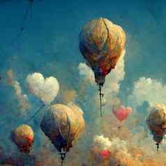 美丽的幻想热空气气球蓝色的天空云