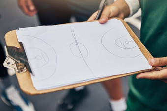 篮球教练规划策略团队体育法院地板上计划团队合作球员健身战术游戏培训竞争运动员纸形成球场设计目标的想法