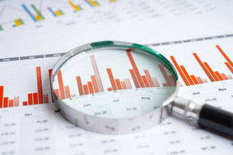 放大玻璃图表图纸金融发展银行账户统计数据投资分析研究数据经济