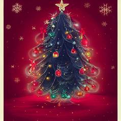 美丽的手绘摘要图像圣诞节树