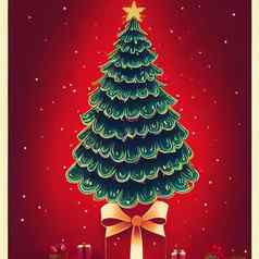 美丽的手绘摘要图像圣诞节树