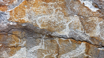 岩石绘画古老的人图像古老的猎人鹿墙古老的艺术历史考古学