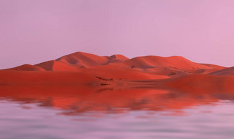 美丽的沙子沙丘反映了水视图沙子沙丘