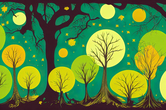 神奇的森林插图页面着色书插图