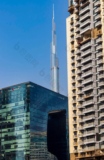 迪拜阿联酋现代建筑业务湾区作品塔迪拜塔<strong>哈利</strong>法塔城市