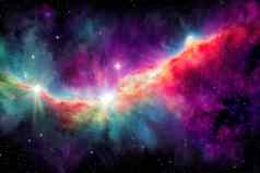 宇宙水彩插图色彩斑斓的空间背景