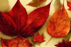 背景图形红色的秋天叶子下降叶子