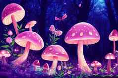 神奇的幻想蘑菇被施了魔法仙女演讲梦幻精灵