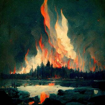 燃烧森林梳理火火焰自然灾难概念插图海报危险小心火灾森林