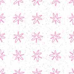 手画雪花圣诞节无缝的模式微妙的飞行雪片粉笔雪花背景艺术粉笔handdrawn雪覆盖愉快的假期季节装饰