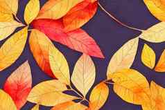 水彩无缝的模式秋天分支机构叶子