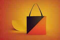空橙色颜色购物袋黄色的背景