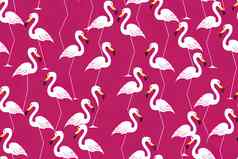 可爱的集粉红色的火烈鸟热带共鸣无缝的模式
