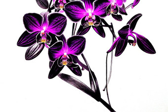 艺术行墨水画紫色的兰花插图