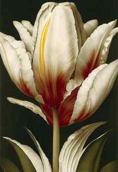 艺术插图美丽的红色的白色郁金香花