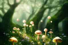 神奇的幻想蘑菇被施了魔法仙女演讲精灵森林