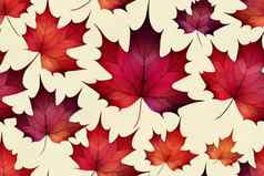 美丽的无缝的秋天模式水彩色彩斑斓的枫木叶子