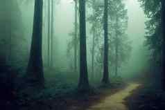 小道有雾的森林有雾的森林小道
