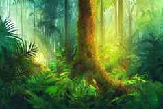 丛林森林背景森林热带树亚马逊热带雨林