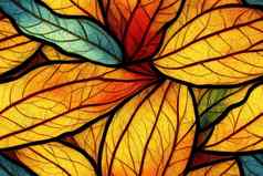 模式秋天树叶艺术作品五彩缤纷的手画