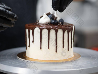 蛋糕<strong>设计师装修</strong>巧克力滴蛋糕蛋白酥皮蓝莓