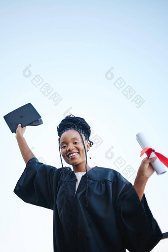 成功毕业教育黑色的女人证书大学庆祝活动快乐奖学金微笑愿景女孩学生文凭成就动机