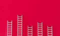 梯白色集合突出红色的墙工作室背景领导成功概念呈现