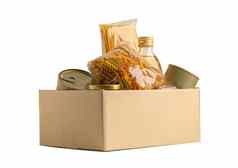 食品捐赠存储交付食物意大利面烹饪石油罐头食物纸板盒子