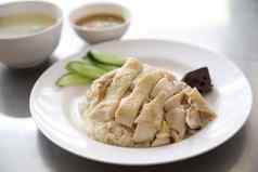 当地的泰国食物美食蒸鸡大米考县MUN或
